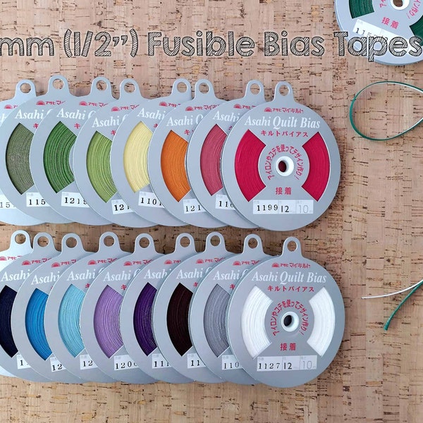 Fusible Bias Tape 12mm (1/2") x 10m (11y) - Stained Glass Bias | Iron On Bias Tape | FLAT Rate Shipping