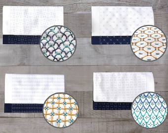Olympus Hana-Fukin | Sashiko Cloth | Pre-Printed In Water-Soluble Ink | Kuguri-Sashi | Sashiko Sampler | FLAT RATE SHIPPING