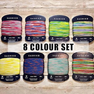 Daruma Sashiko buntes Garn Set mit 8 Farben | FEIN (20/4) | 40m | 100% Baumwolle | PAUSCHAL für den Versand