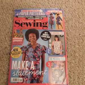 Simply Sewing  Magazine-- UK&#39;s #1 Sewing Magazine-- Physical Copy-- with BONUS PATTERNS