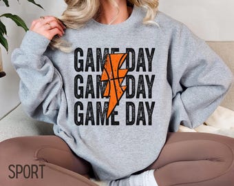 Basketball Game Day Sweatshirt, Gildan Basketball Game Day Sweatshirt, Basketball Sweatshirt, Crew Neck Sweatshirt, Cute BBall Sweatshirt
