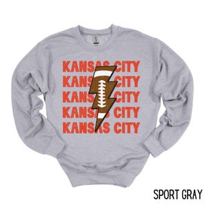 Gildan-sweater, Kansas City-sweater, Lightning Bolt Football-sweater, voetballiefhebber cadeau, KC-sweater, Kansas City cadeau, KC,