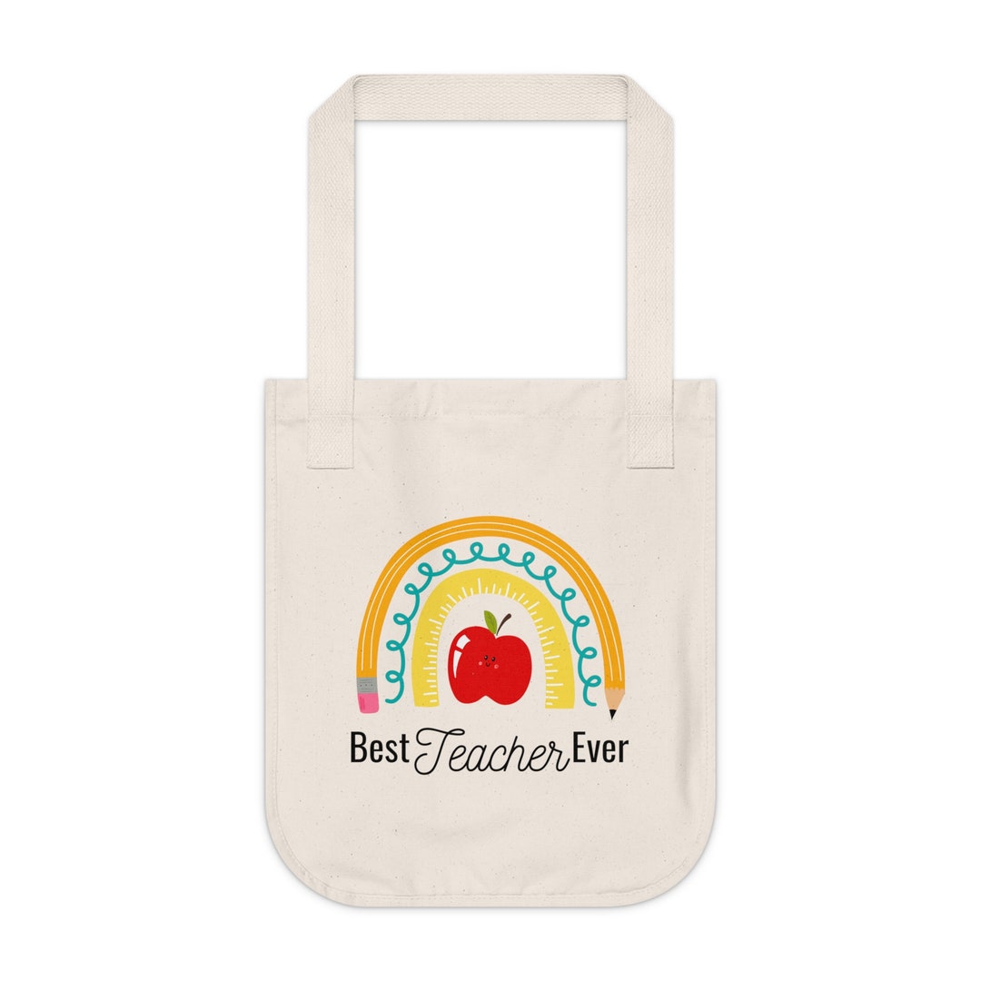 Best Teacher Ever Tote Bag, Rainbow Teacher Tote Bag, Teacher Gift ...