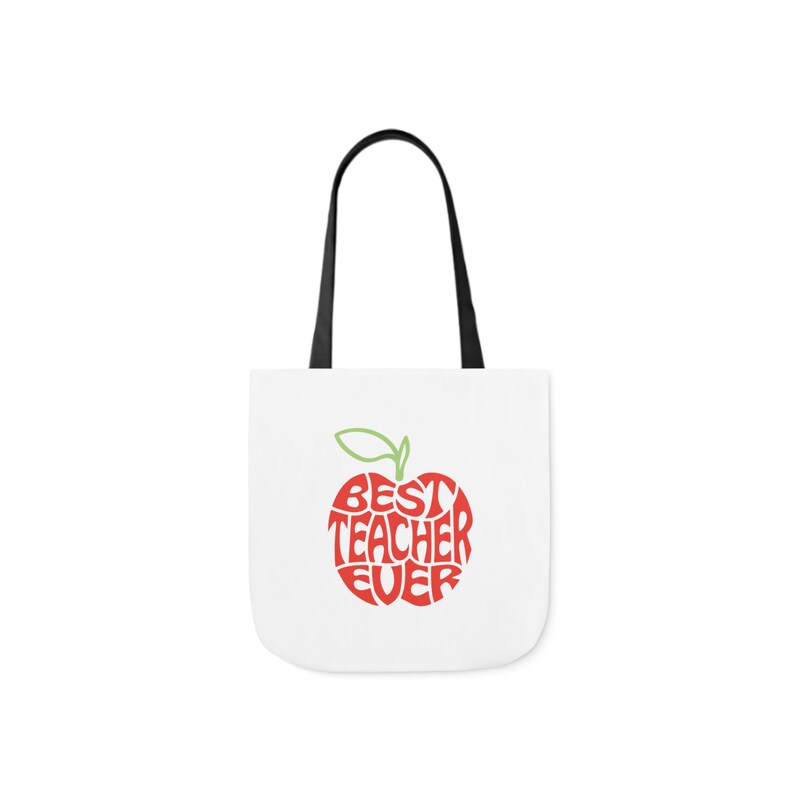 Best Teacher Ever Apple Canvas Tote Bag, Teacher Tote Bag, Teacher Book ...