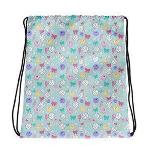 Girls Teal Volleyball Drawstring Bag, Girls Volleyball Bag, Cute Girls Volleyball Bag, Girls Drawstring Bag, Girls Volleyball Gift, Sport
