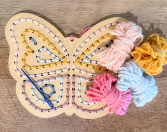 Kinder Nähset, Schmetterling Garn, Nähen Bastelset, Geschenk zur Geburt, Kinder nähen, nähen lernen, Ostern Geschenk