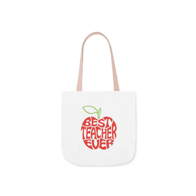 Best Teacher Ever Apple Canvas Tote Bag, Teacher Tote Bag, Teacher Book ...