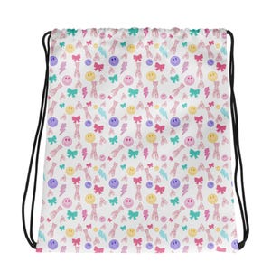 Girls White Dance Drawstring Bag, Girls Dance Bag, Cute Girls Ballet Bag, Girls Dance Bag, Girls ballet Gift, Dance gift