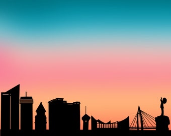 Skyline di Wichita, Kansas, jpeg, tramonto a Wichita, centro di Wichita, Kansas, skyline della città, ICT, regalo di Wichita, stampa digitale, stampa digitale di Wichita