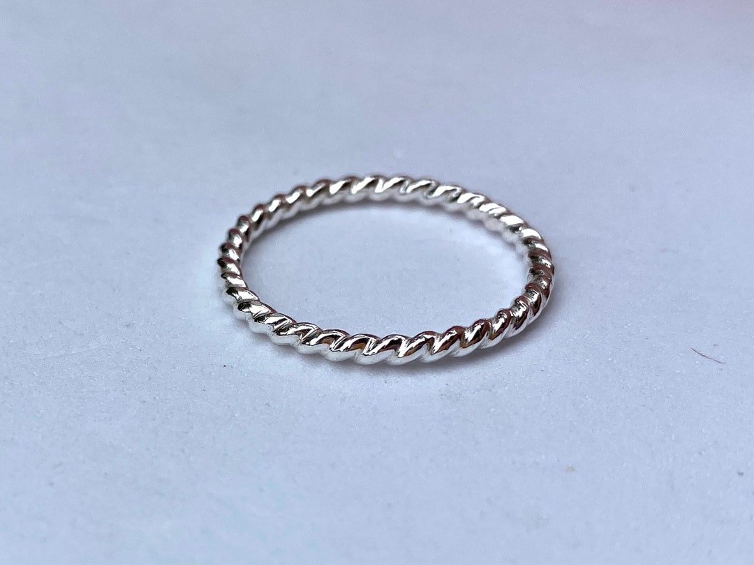 Sterling Silver Twisted Rope Ring - Thin Stackable Band - Etsy