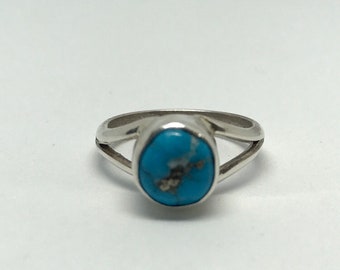 Natural Turquoise Ring, Boho Turquoise Ring, Sterling Silver Turquoise Jewelry, Turquoise with Matrix