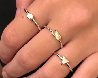 Silver Stackable Ring with Triangle or Rectangle Shapes, Small Everyday Rings, Geometric Edgy Fun Rings