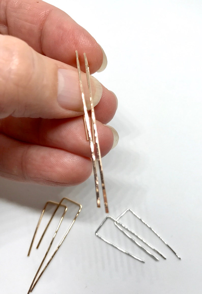 Lightweight Long Threader Earring,Dainty Thin Earrings, Hanging Earrings image 9