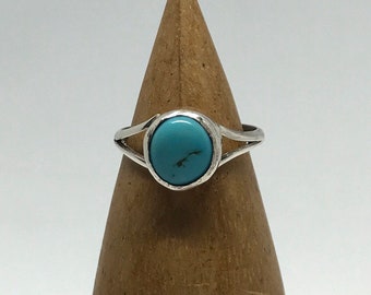 Small Turquoise Ring, Boho Turquoise Ring, Sterling Silver Turquoise Jewelry, Turquoise with Matrix