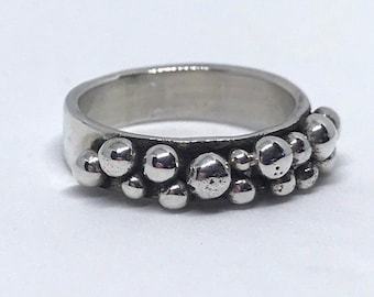 Unique Chunky Sterling Silver Ring, Handmade Silver Ring Band