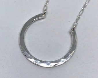 Silver Circle Necklace, Circle Charm Pendant, Sterling Silver Everyday Jewelry