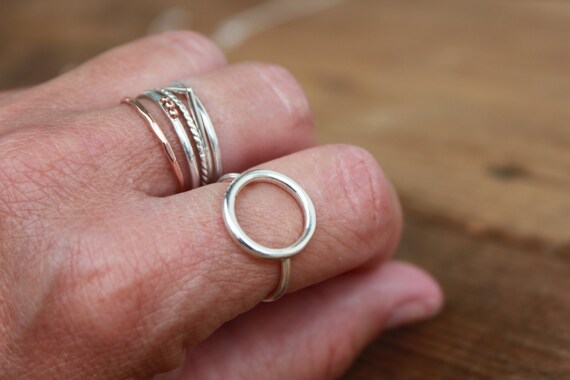 can also be worn as a knuckle or midi ring Open Circle Ring Sterling Silver Circle O Ring or Karma Ring