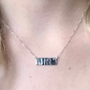 Everyday Jewelry Silver Horizontal Bar Necklace, Dainty Rectangle Necklace in Sterling Silver for Her
