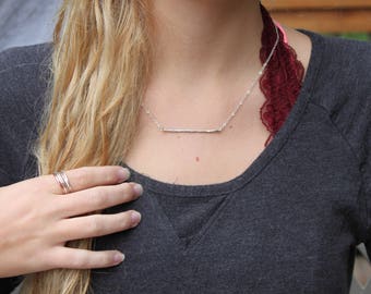 Everyday Dainty Horizontal Balance Bar Necklace in Sterling Silver