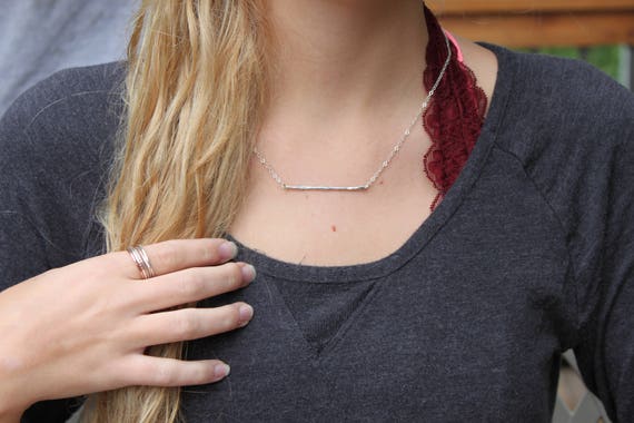 Horizontal Balance Bar Necklace Sterling Silver Etsy