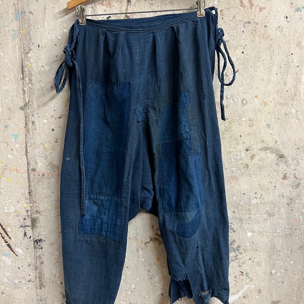 pantalon boro monpe vintage fermier japonais teint à l'indigo # 1793