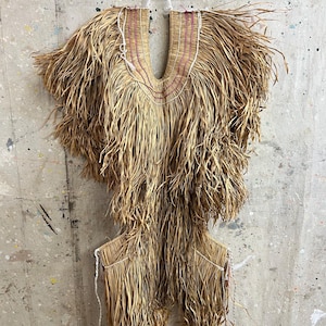 Vintage Japanese Mino hand woven straw rain cape #3740