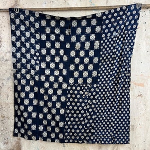 Vintage Japanese indigo kasuri dyed rug #3441