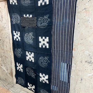 Vintage Japanese indigo dyed boro patched fabric #3258