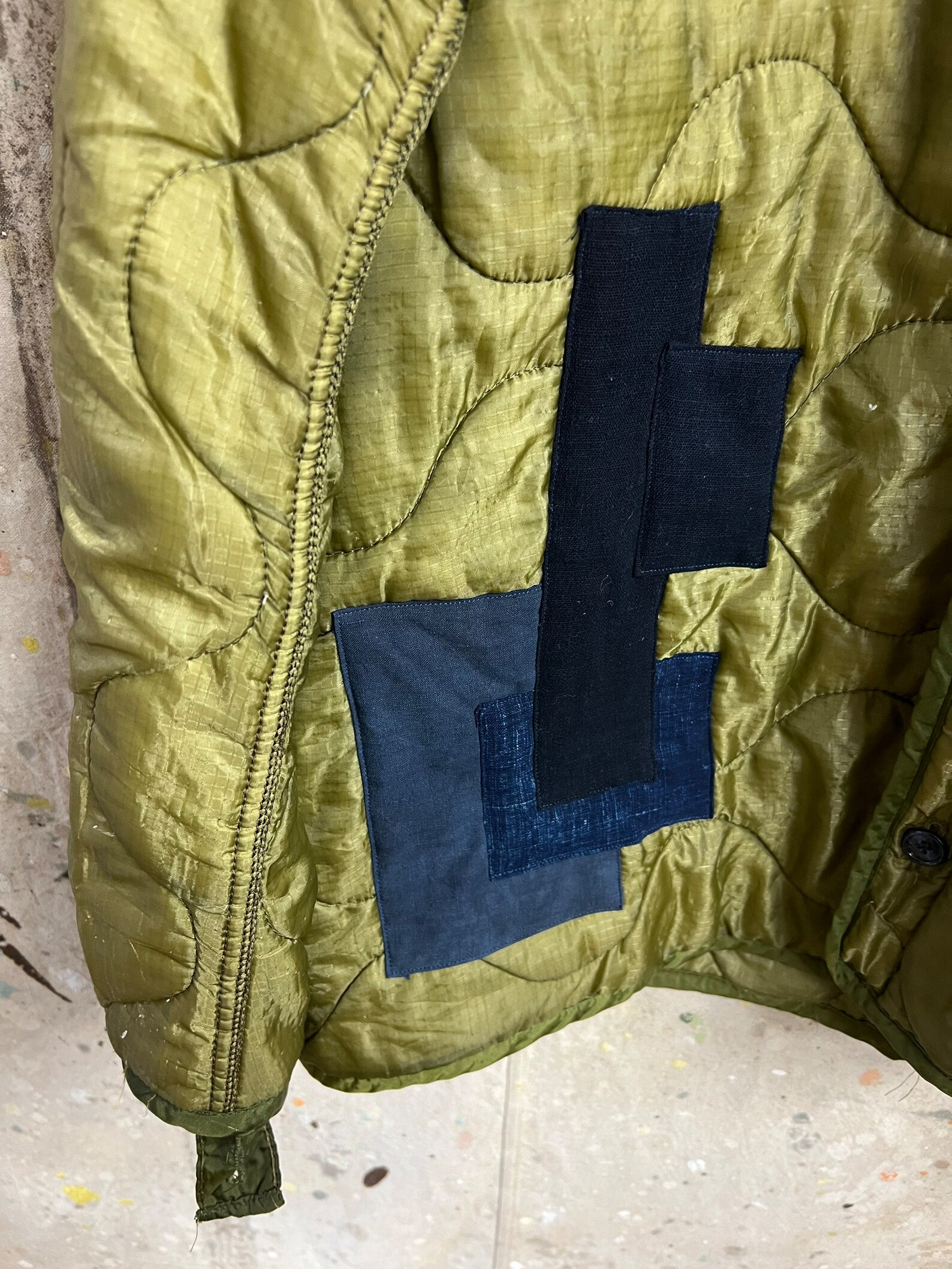 Vintage US Army Liner Jacket Patched by Japanese Indigo Fabric Etsy