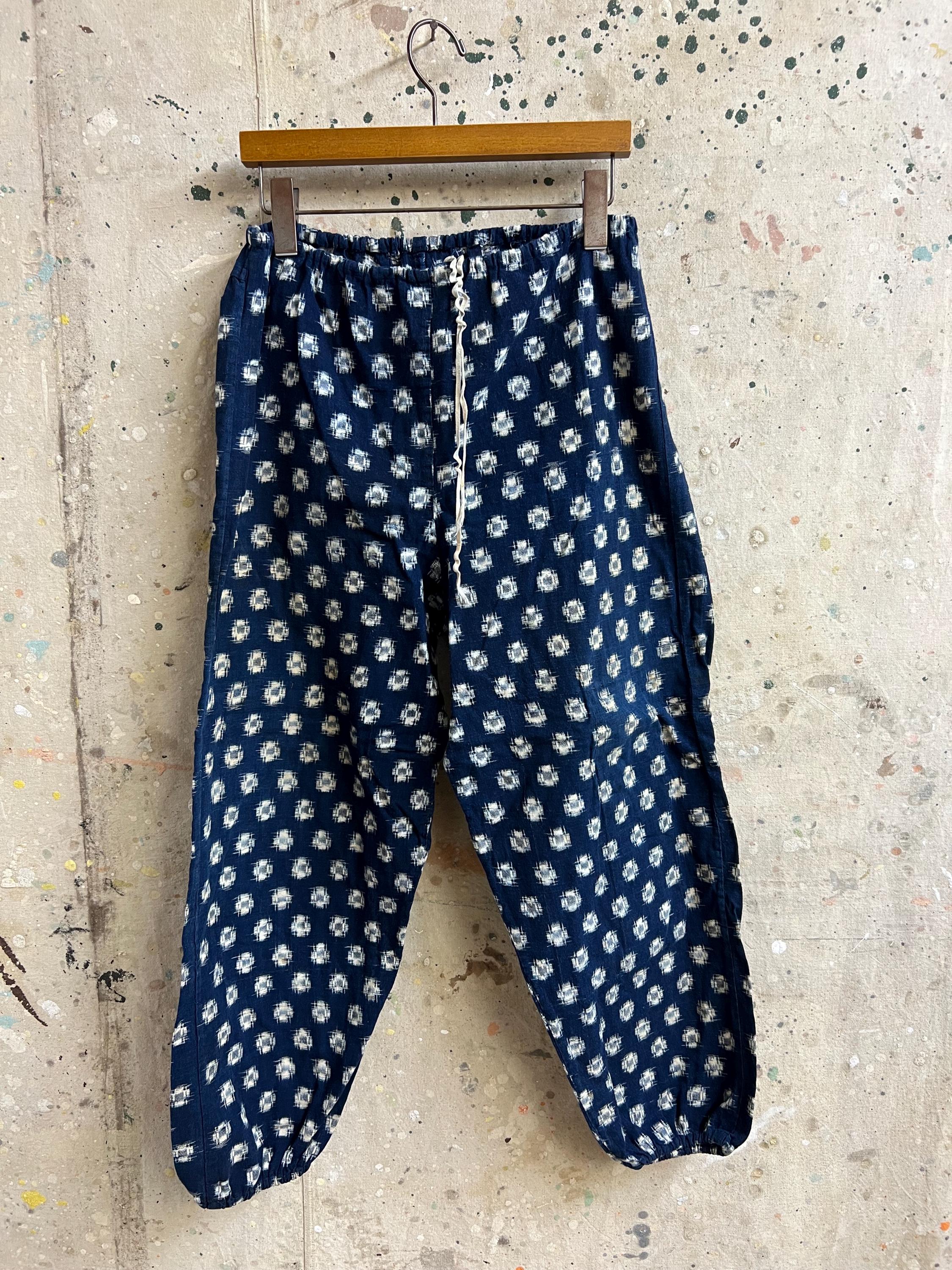 Vintage Japanese Famer's Indigo Kasuri Dyed Monpe Pants #3021