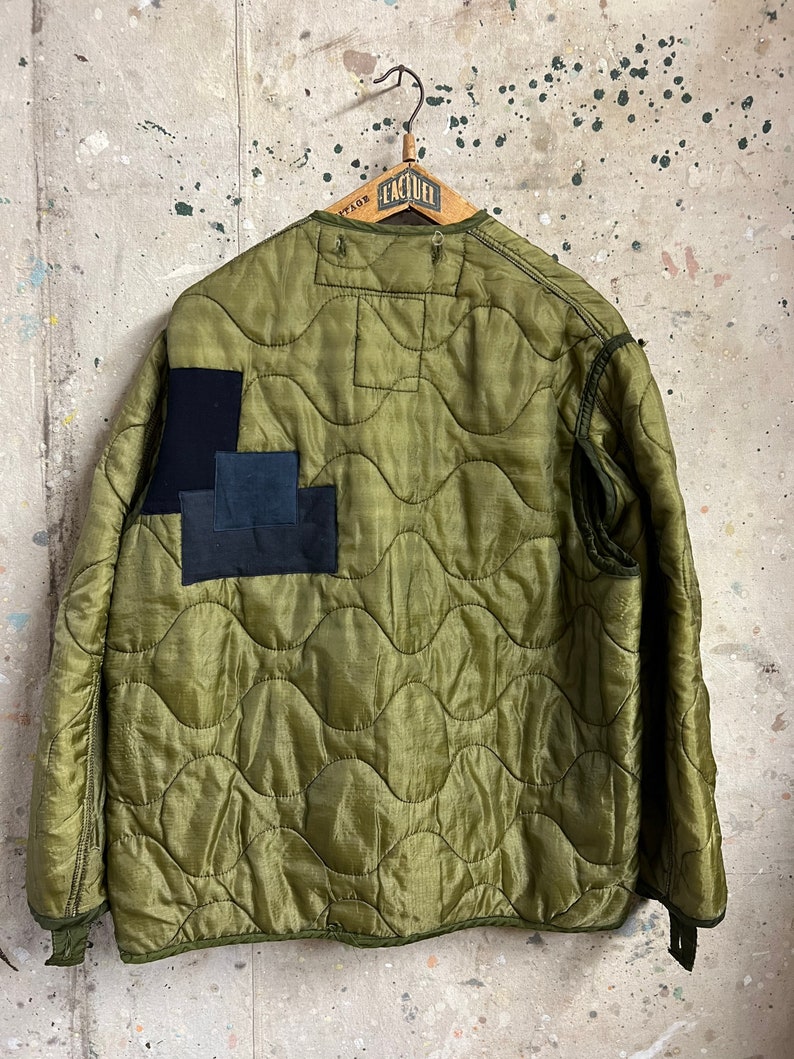 Vintage US Army Liner Jacket Patched by Japanese Indigo Fabric Etsy