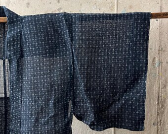 Vintage Japanese Indigo Dyed Hemp Ramie Summer Kimono #3676
