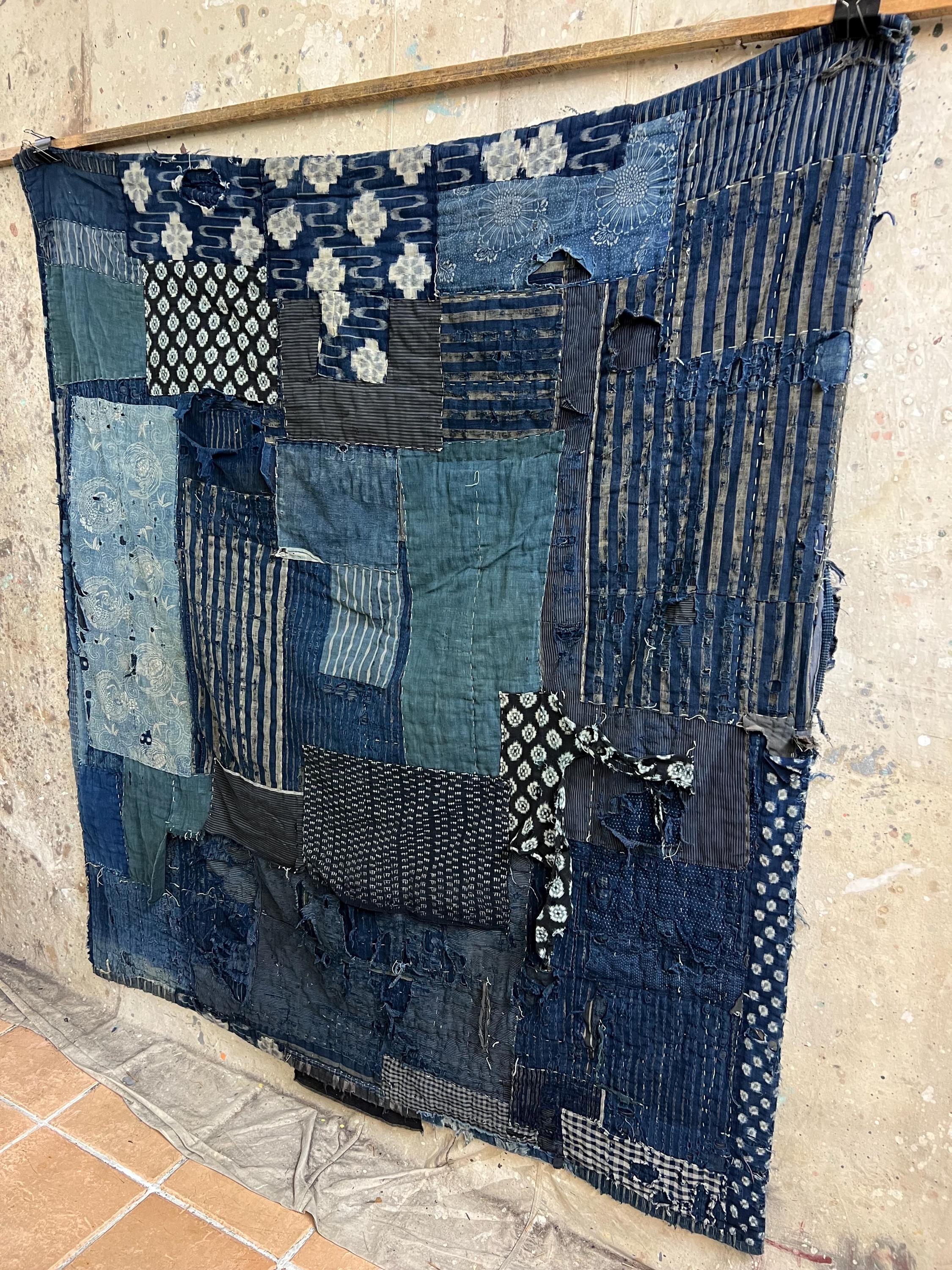 Vintage Japanese Heavy Indigo Dyed Boro Patched Rug #2631 - Etsy
