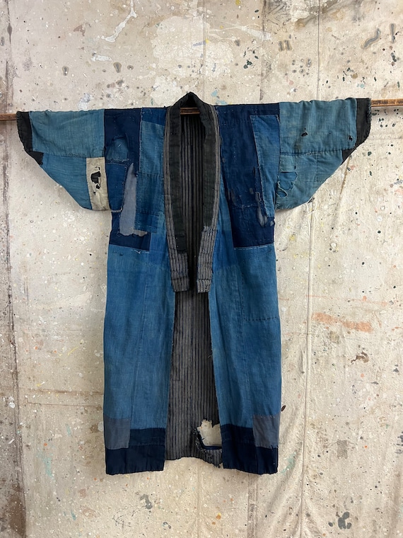 Vintage Japanese destroyed indigo dyed boro patch… - image 1