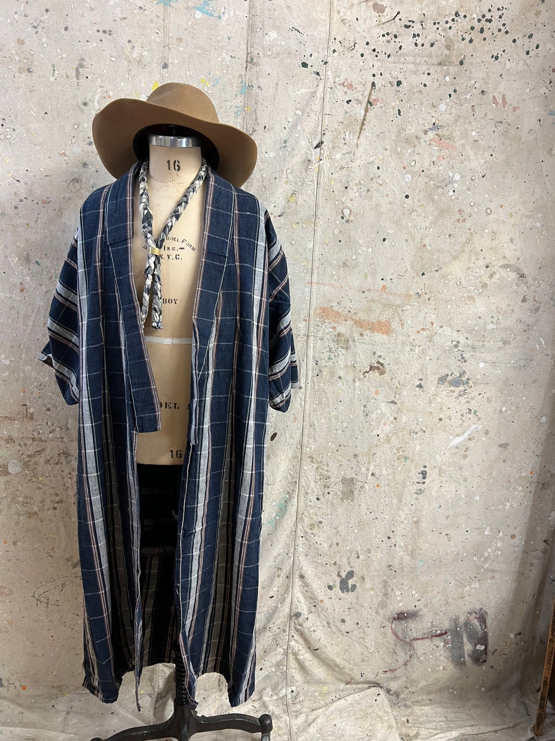 喜ばれる誕生日プレゼント Japanese Vintage Plaid Etsy - #648 Kimono Dyed Indigo ジャケット・アウター