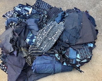 Wholesale Vintage Japanese indigo dyed fabric scrap mix 2 about 22lbs
