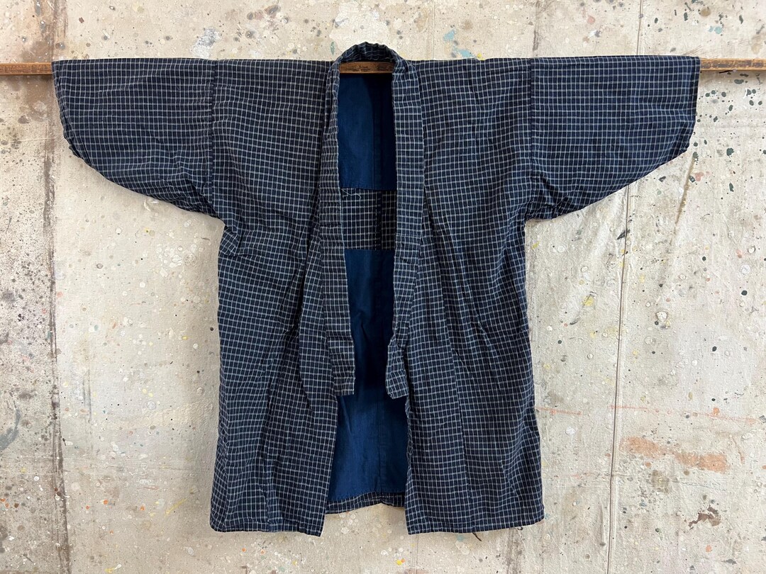 Vintage Japanese Plaid Indigo Dyed Noragi Jacket #3284 - Etsy Canada