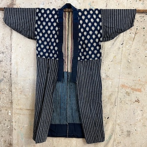 Vintage Japanse indigo kasuri geverfd 2 weg kimono #644