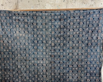 Vintage Japanese large 6panel indigo katazome dyed fabric #4983
