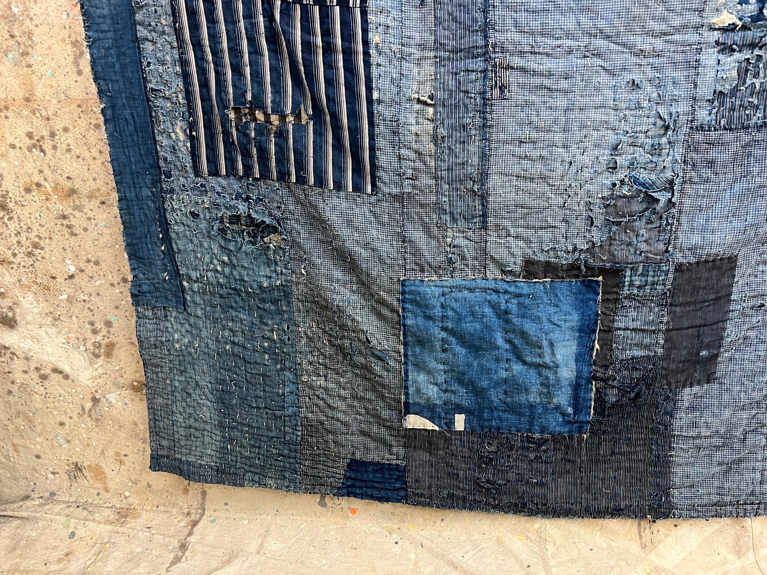 Vintage Japanese Indigo Dyed Boro Rug #1247 - Etsy