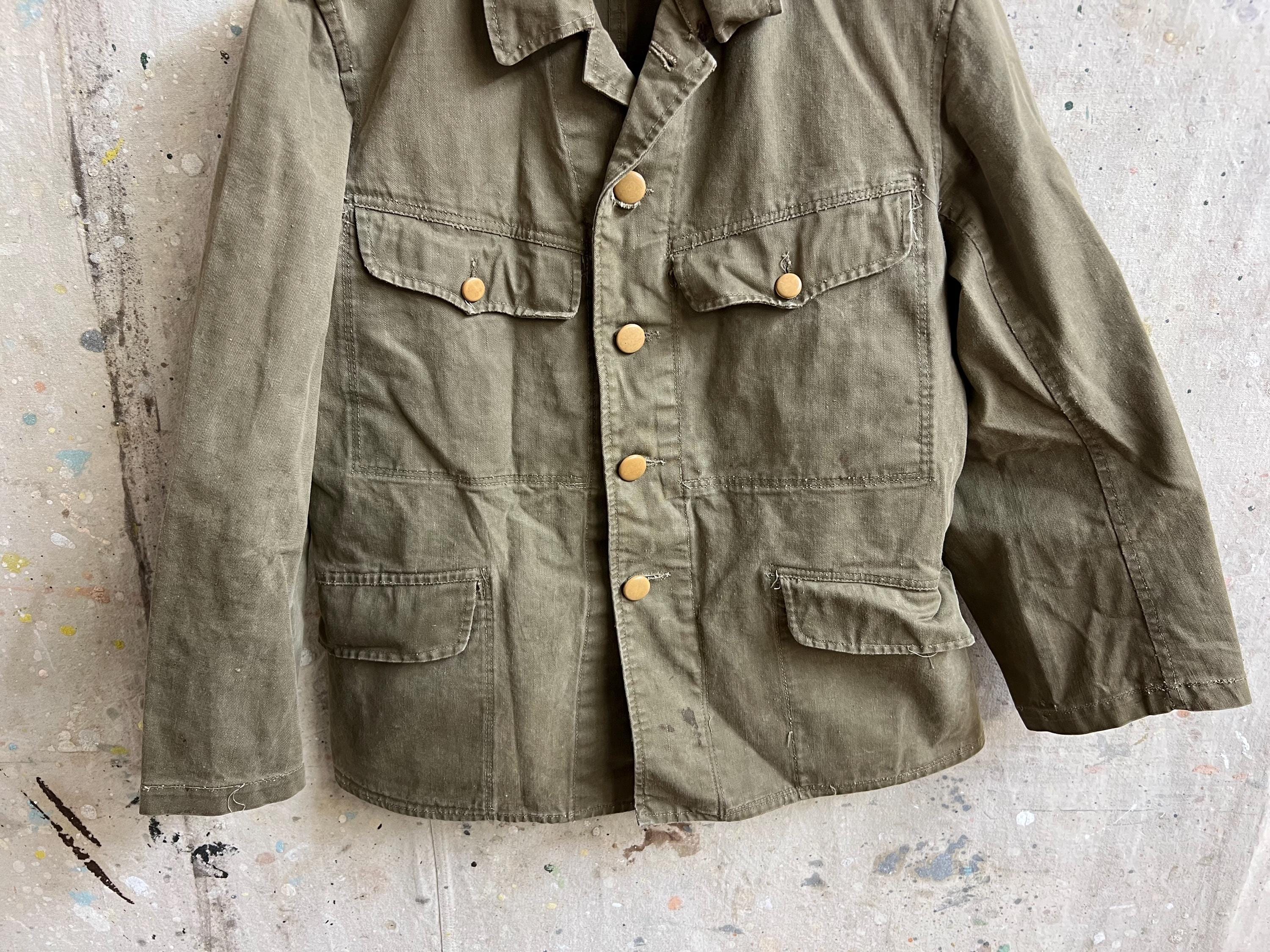 1930s〜40s vintage cotton jacket 1930-40s French White Cotton Work Jacket Antique Vintage