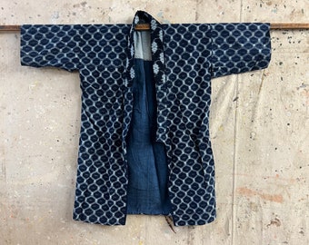 Vintage Japanese indigo kasuri dyed noragi jacket #2108
