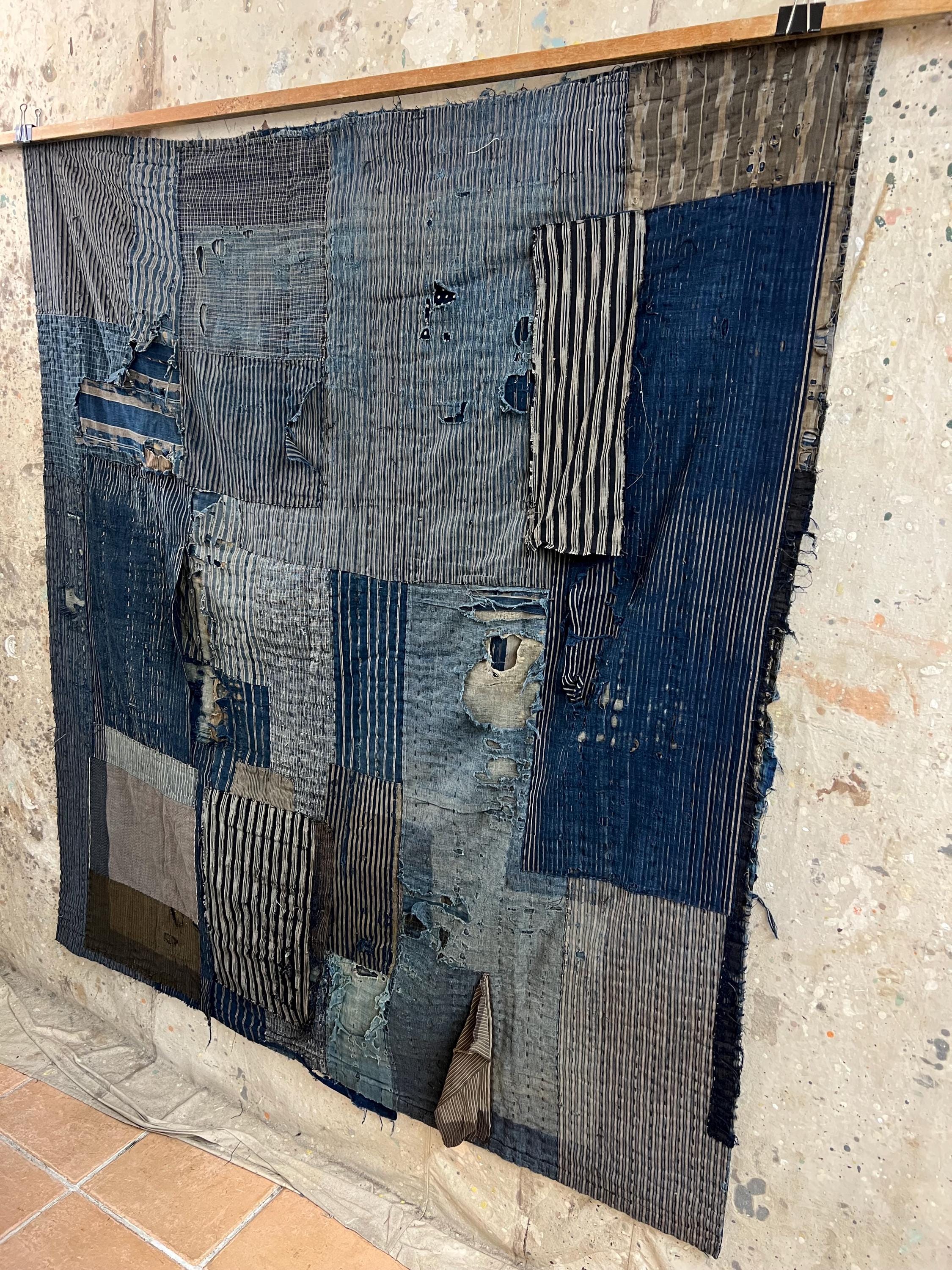 Vintage Japanese Indigo Dyed Boro Patched Rug #3911 - Etsy