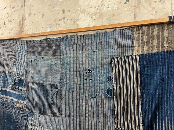 Vintage Japanese Indigo Dyed Boro Patched Rug #3911 - Etsy
