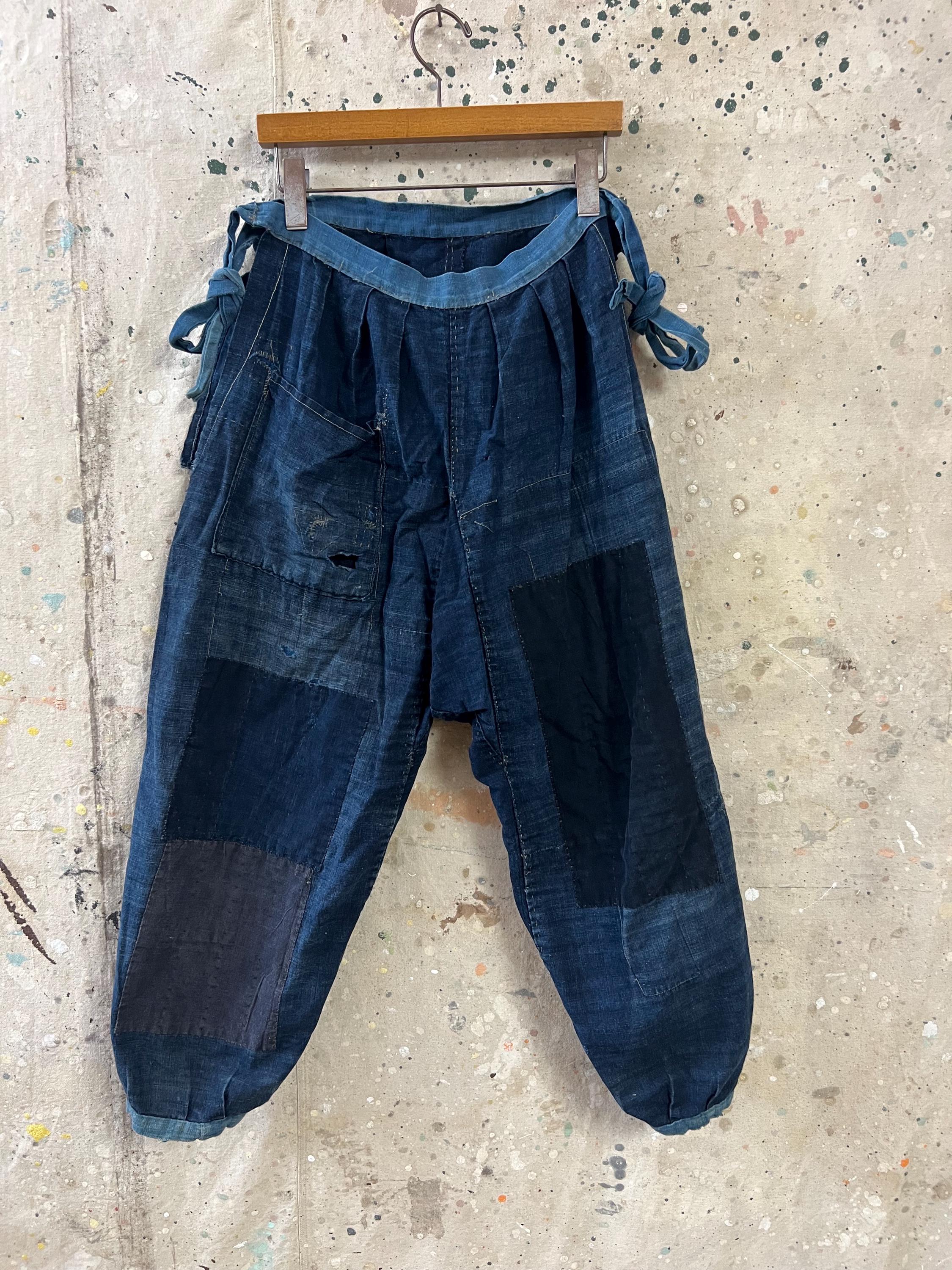 Vintage Japanese Famer's Indigo Dyed Boro Patched Monpe