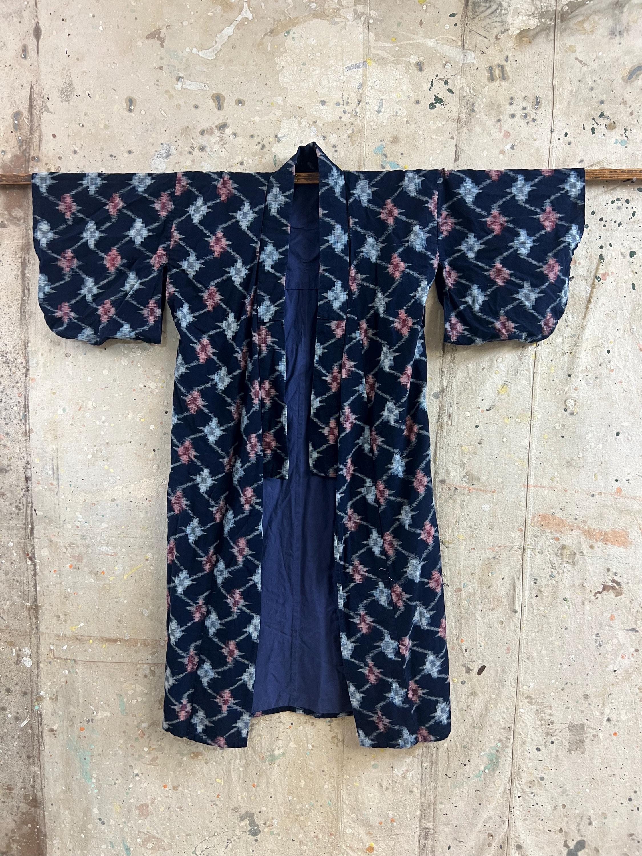 Vintage Japanese Indigo Kasuri Dyed 2 Way Kimono #3564 - Etsy