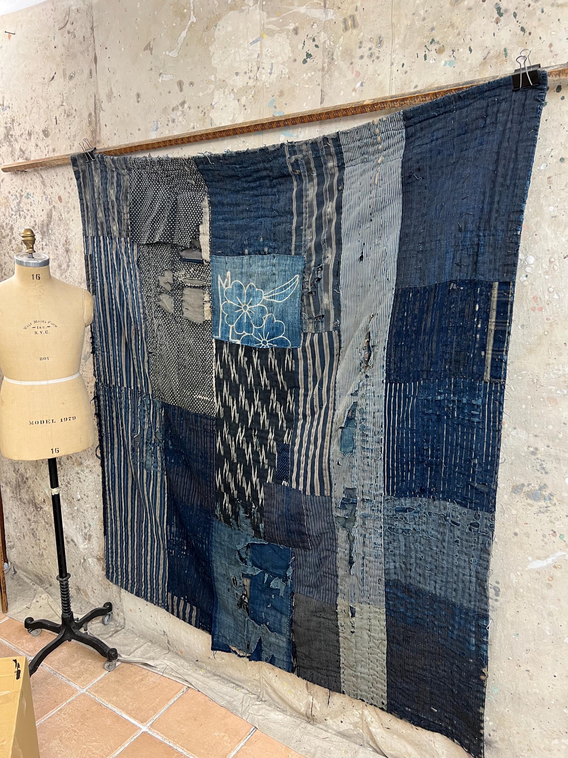 Vintage Japanese Indigo Dyed Boro Patched Rug #3911 - Etsy