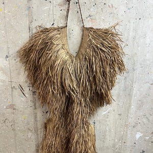 Vintage Japanese Mino hand woven straw rain cape #3742