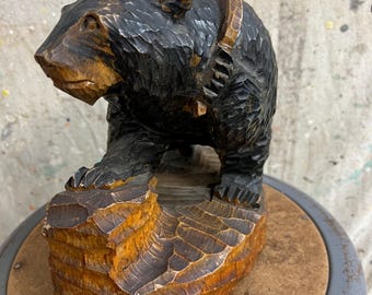 ビンテージ 木製 クマの頭部 オブジェ ヴィンテージのアイヌ木製クマオブジェ #3425 - Etsy 日本