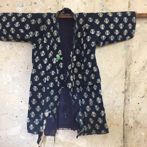 Vintage Japanese indigo dyed boro kids kimono